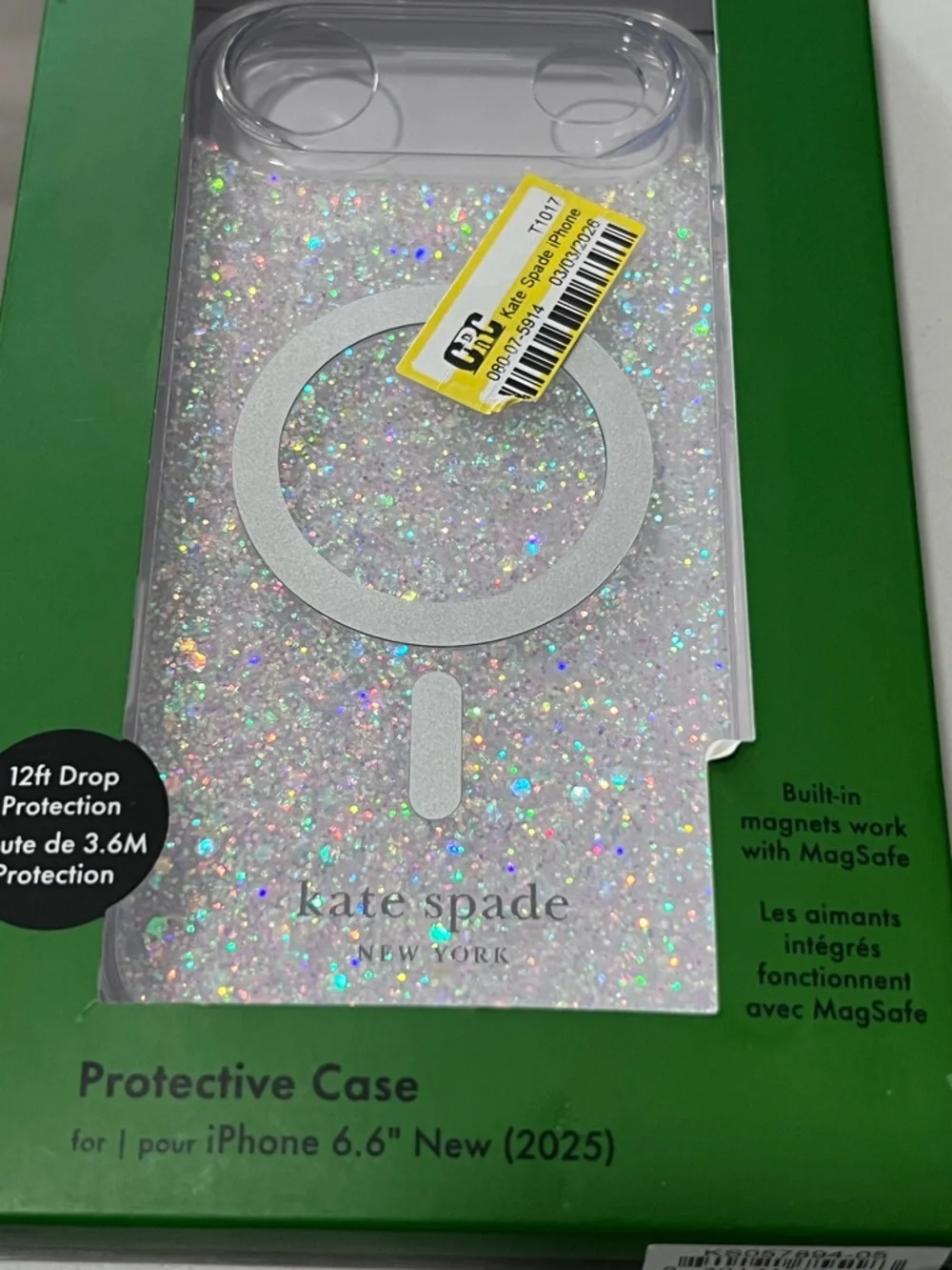 Kate Spade New York Chunky Glitter iPhone Air Case MagSafe New Sealed 6.6”